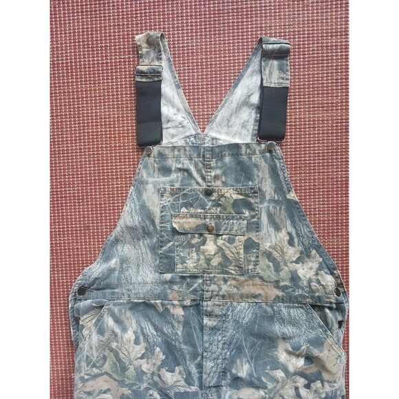 JERZEES Outdoors Camo Overalls Size 40 Mossy Oak Hunting Bibs Workwear Vtg - Picture 2 of 10